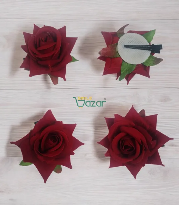 8_Pc_-_Big_Rose_Alligator_Clips_-_Maroon