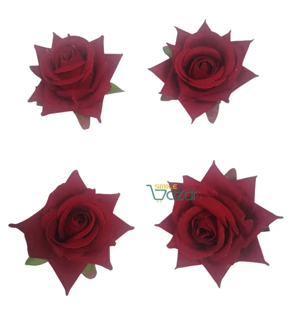 8_Pc_-_Big_Rose_Alligator_Clips_-_Maroon