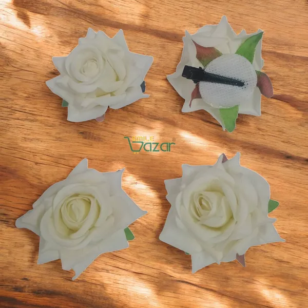 8_Pc_-_Big_Rose_Alligator_Clips_-_Off_White