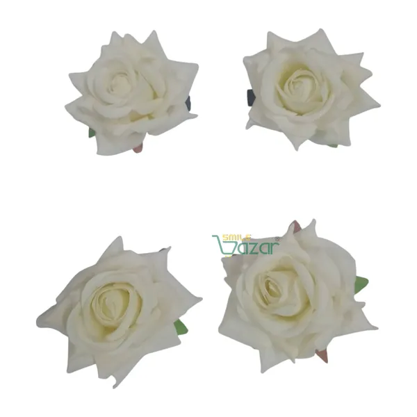 8_Pc_-_Big_Rose_Alligator_Clips_-_Off_White