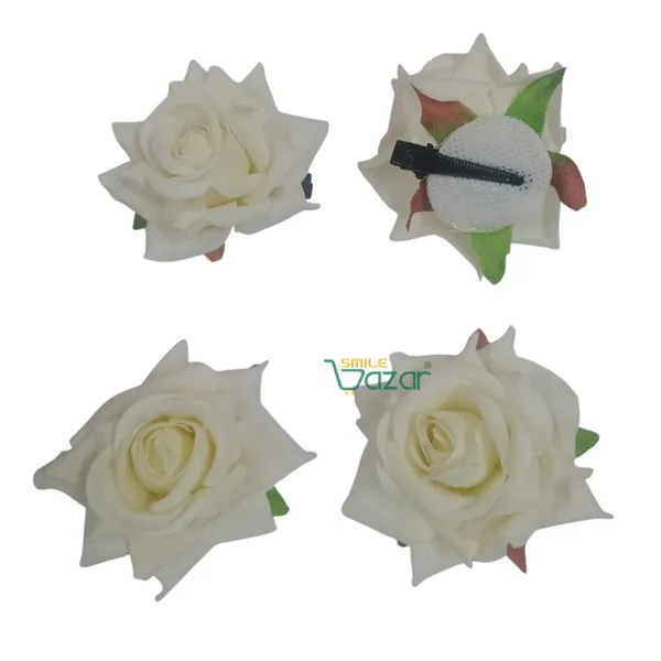 8_Pc_-_Big_Rose_Alligator_Clips_-_Off_White
