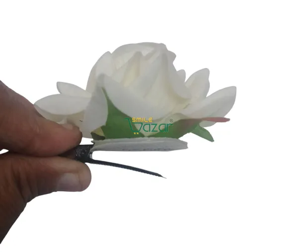 8_Pc_-_Big_Rose_Alligator_Clips_-_Off_White
