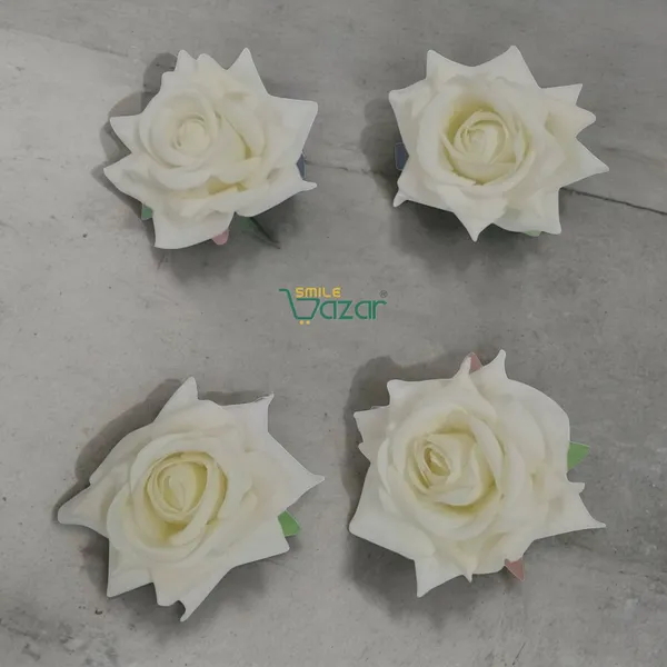 8_Pc_-_Big_Rose_Alligator_Clips_-_Off_White