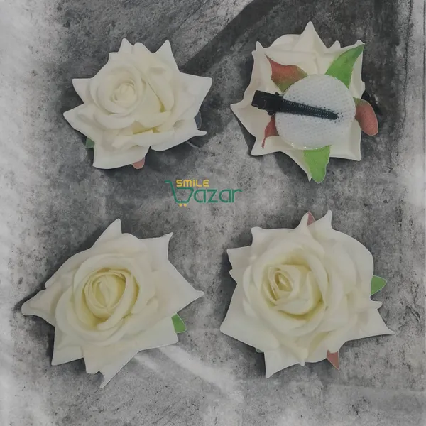 8_Pc_-_Big_Rose_Alligator_Clips_-_Off_White