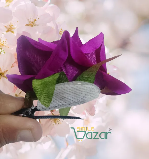 8_Pc_-_Big_Rose_Alligator_Clips_-_Purple