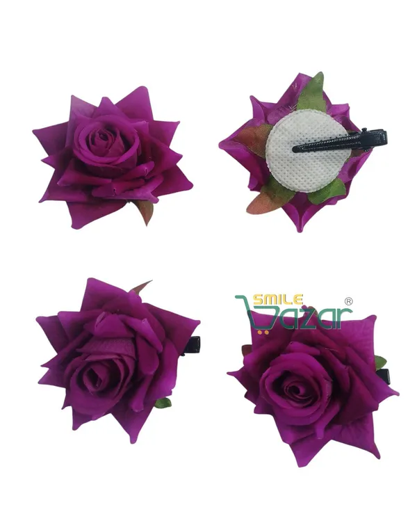 8_Pc_-_Big_Rose_Alligator_Clips_-_Purple