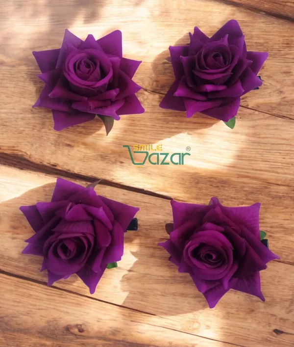 8_Pc_-_Big_Rose_Alligator_Clips_-_Purple