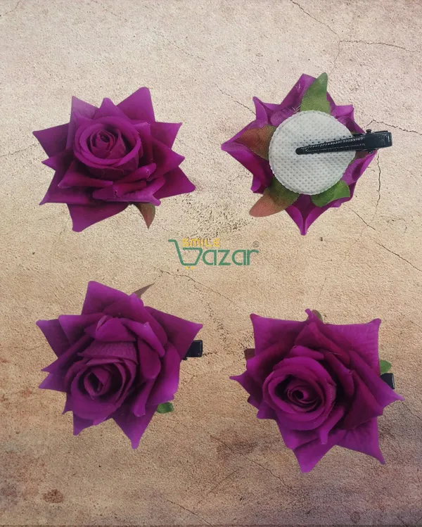 8_Pc_-_Big_Rose_Alligator_Clips_-_Purple