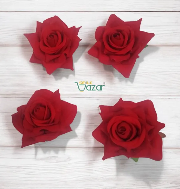 8_Pc_-_Big_Rose_Alligator_Clips_-_Red