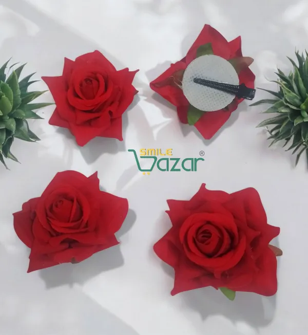 8_Pc_-_Big_Rose_Alligator_Clips_-_Red