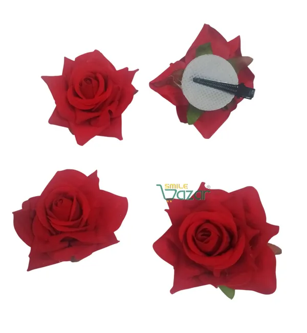 8_Pc_-_Big_Rose_Alligator_Clips_-_Red