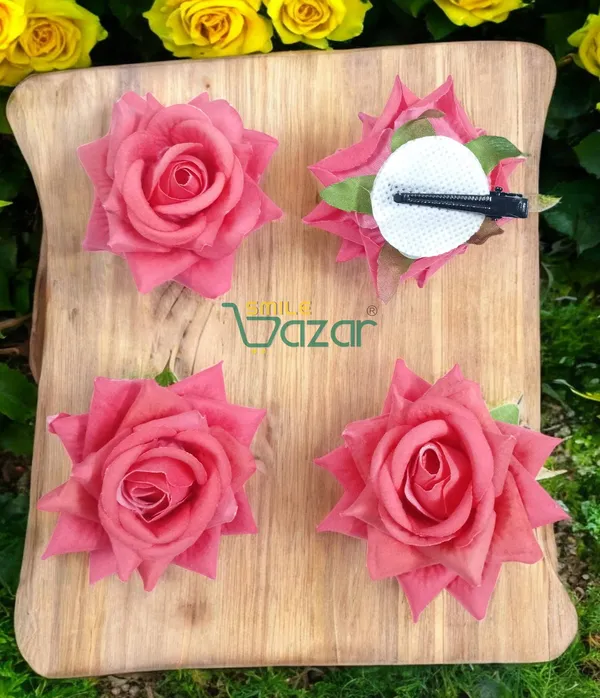 8_Pc_-_Big_Rose_Alligator_Clips_-_Salmon_Red