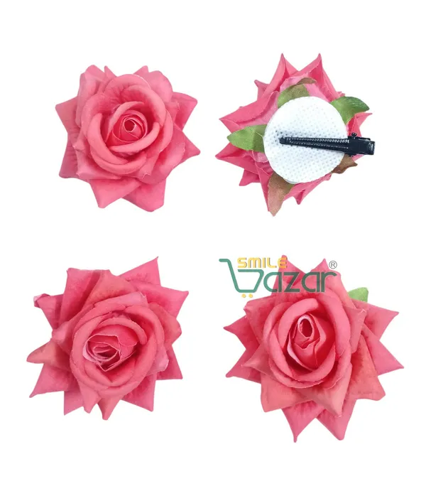 8_Pc_-_Big_Rose_Alligator_Clips_-_Salmon_Red