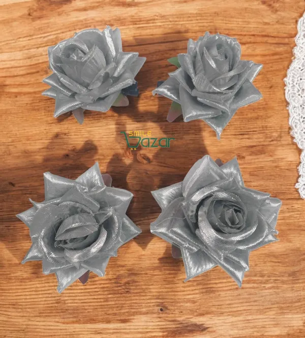 8_Pc_-_Big_Rose_Alligator_Clips_-_Silver