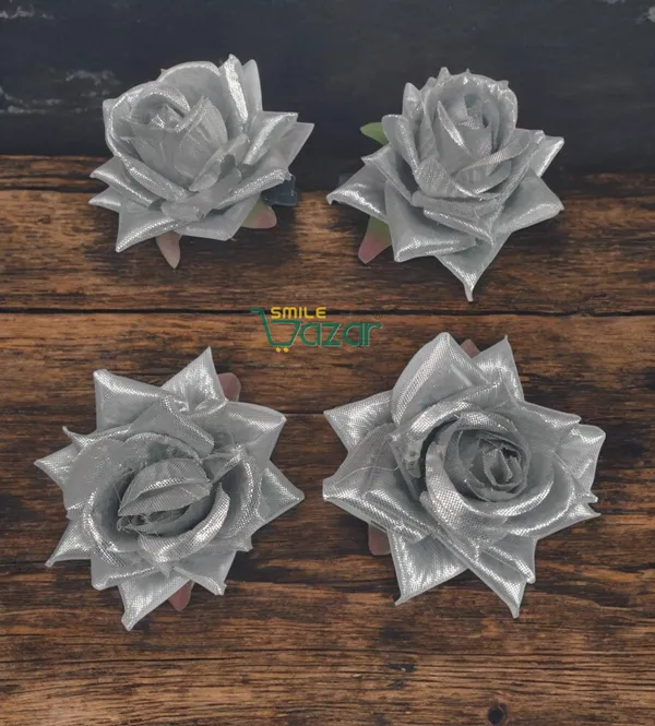 8_Pc_-_Big_Rose_Alligator_Clips_-_Silver