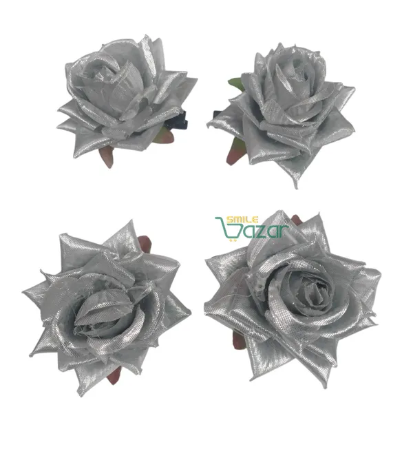 8_Pc_-_Big_Rose_Alligator_Clips_-_Silver