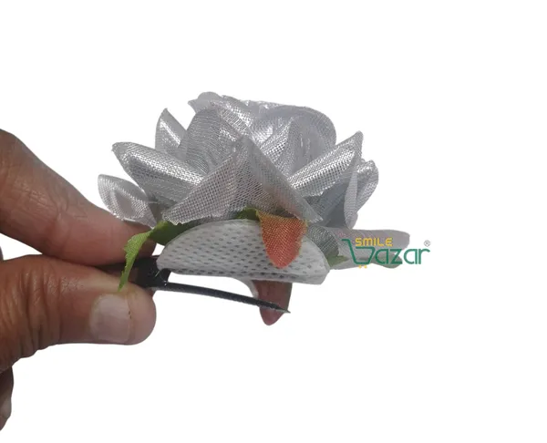 8_Pc_-_Big_Rose_Alligator_Clips_-_Silver