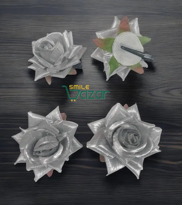 8_Pc_-_Big_Rose_Alligator_Clips_-_Silver