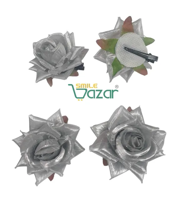8_Pc_-_Big_Rose_Alligator_Clips_-_Silver