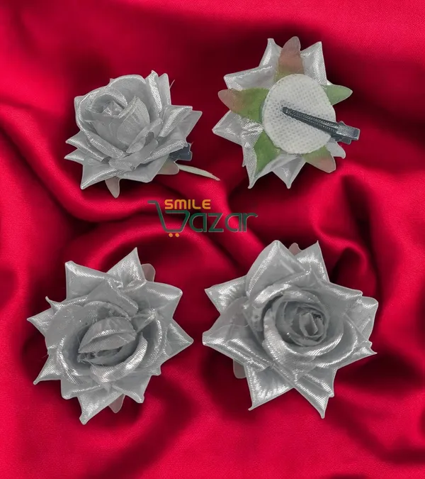 8_Pc_-_Big_Rose_Alligator_Clips_-_Silver