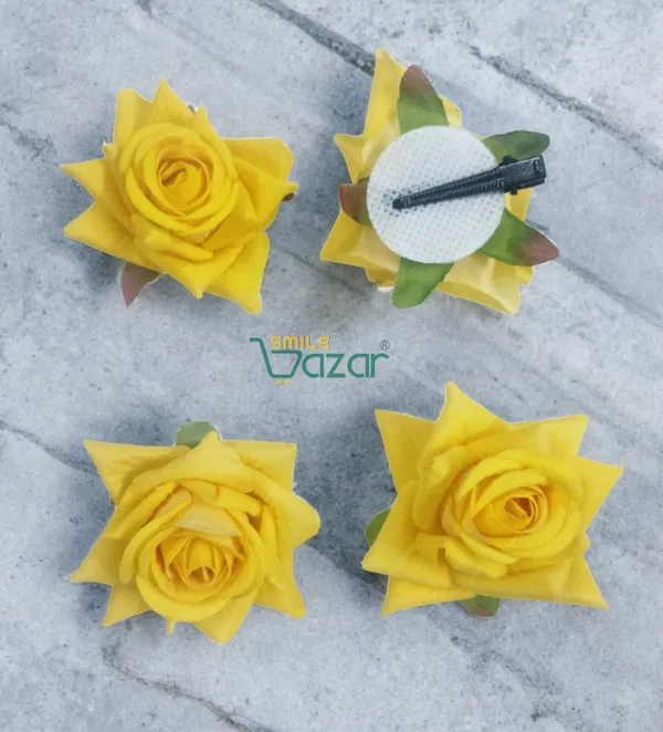 8_Pc_-_Big_Rose_Alligator_Clips_-_Yellow