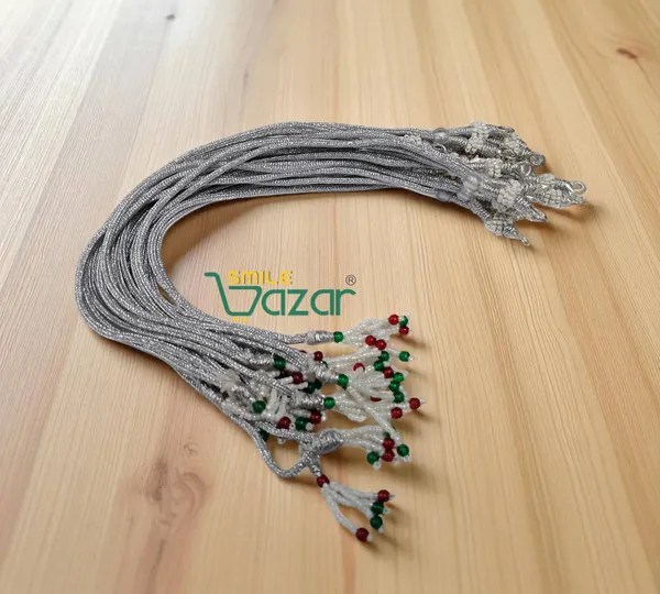 Adjustable_Silver_Dori_Necklace_Back_Rope_with_Hook_Lobster_Clasp_and_Tassel_for_DIY_Silk_Thread_Jewellery__Pearl_Zari_Silk_Terracotta_and_Quilling_Jewelry_-_12_Pc