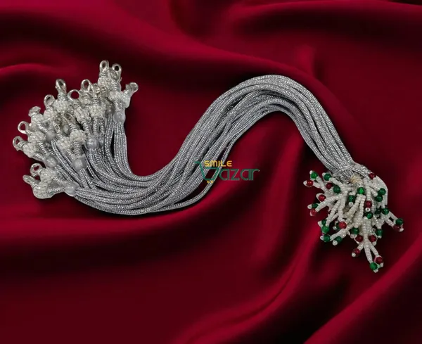 Adjustable_Silver_Dori_Necklace_Back_Rope_with_Hook_Lobster_Clasp_and_Tassel_for_DIY_Silk_Thread_Jewellery__Pearl_Zari_Silk_Terracotta_and_Quilling_Jewelry_-_12_Pc
