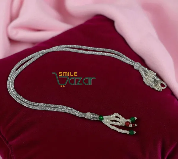 Adjustable_Silver_Dori_Necklace_Back_Rope_with_Hook_Lobster_Clasp_and_Tassel_for_DIY_Silk_Thread_Jewellery__Pearl_Zari_Silk_Terracotta_and_Quilling_Jewelry_-_12_Pc