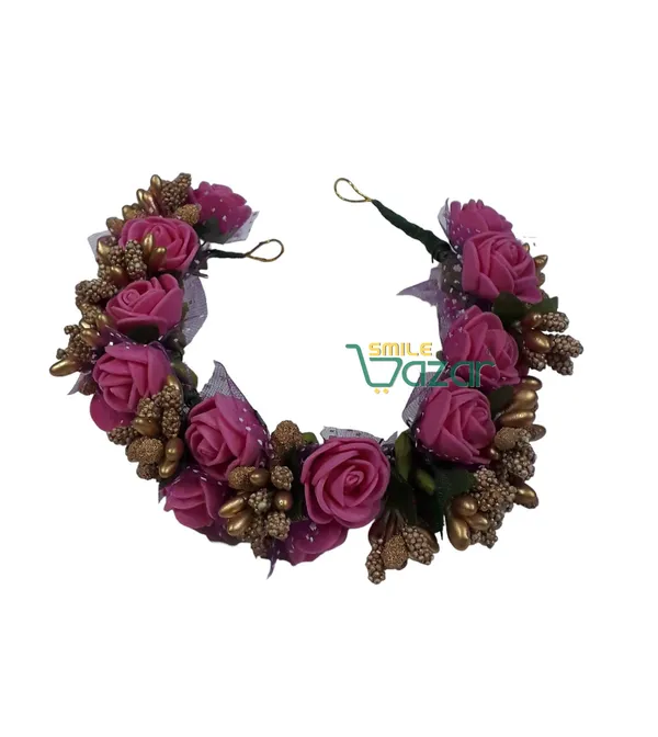 Artificial_Handmade_Floral_Gajra_Garland_Veni_For_Festival_Wedding_Bun_Juda_Accessories_Ethnic_Look_Hair_Tiara_Veni_Hair_Accessory_For_Women_And_Girls_-_Dark_Pink