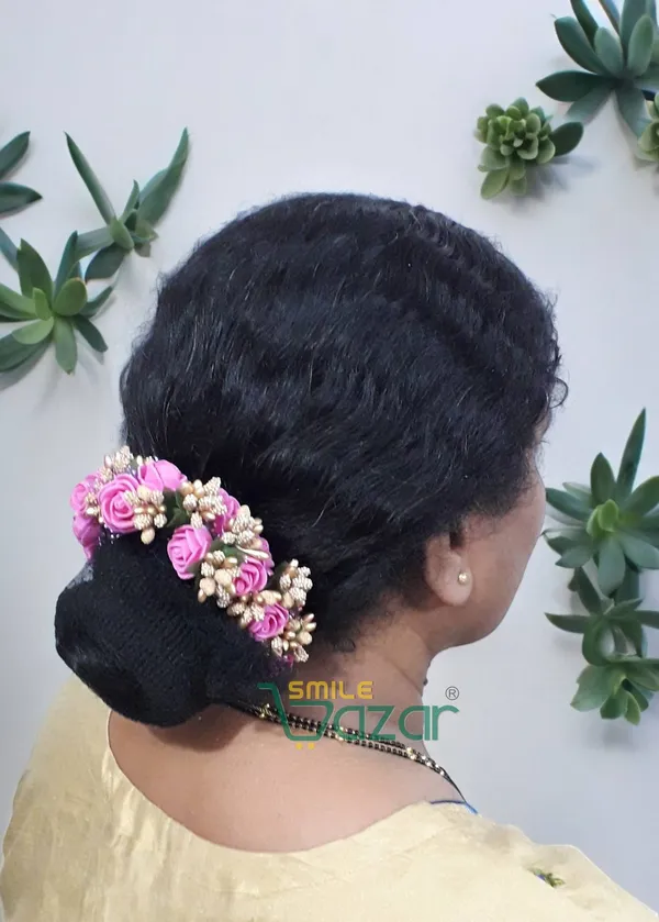 Artificial_Handmade_Floral_Gajra_Garland_Veni_For_Festival_Wedding_Bun_Juda_Accessories_Ethnic_Look_Hair_Tiara_Veni_Hair_Accessory_For_Women_And_Girls_-_Dark_Pink