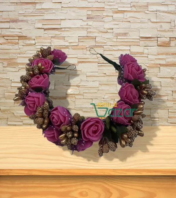 Artificial_Handmade_Floral_Gajra_Garland_Veni_For_Festival_Wedding_Bun_Juda_Accessories_Ethnic_Look_Hair_Tiara_Veni_Hair_Accessory_For_Women_And_Girls_-_Dark_Pink