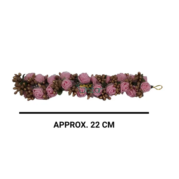 Artificial_Handmade_Floral_Gajra_Garland_Veni_For_Festival_Wedding_Bun_Juda_Accessories_Ethnic_Look_Hair_Tiara_Veni_Hair_Accessory_For_Women_And_Girls_-_Pink_-_1_Pc