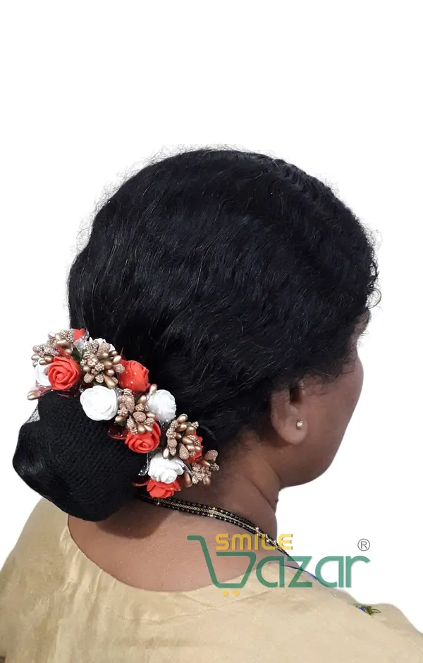 Artificial_Handmade_Floral_Gajra_Garland_Veni_For_Festival_Wedding_Bun_Juda_Accessories_Ethnic_Look_Hair_Tiara_Veni_Hair_Accessory_For_Women_And_Girls_-_Red_And_White