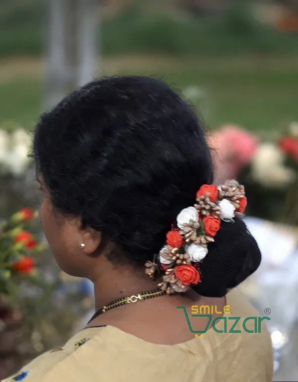 Artificial_Handmade_Floral_Gajra_Garland_Veni_For_Festival_Wedding_Bun_Juda_Accessories_Ethnic_Look_Hair_Tiara_Veni_Hair_Accessory_For_Women_And_Girls_-_Red_And_White