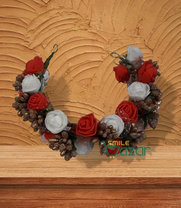 Artificial_Handmade_Floral_Gajra_Garland_Veni_For_Festival_Wedding_Bun_Juda_Accessories_Ethnic_Look_Hair_Tiara_Veni_Hair_Accessory_For_Women_And_Girls_-_Red_And_White