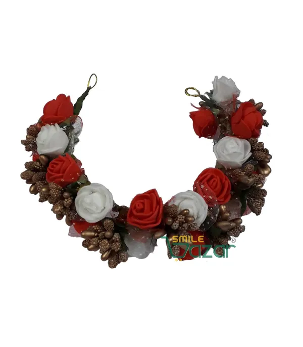 Artificial_Handmade_Floral_Gajra_Garland_Veni_For_Festival_Wedding_Bun_Juda_Accessories_Ethnic_Look_Hair_Tiara_Veni_Hair_Accessory_For_Women_And_Girls_-_Red_And_White