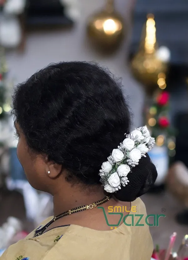 Artificial_Handmade_Floral_Gajra_Garland_Veni_For_Festival_Wedding_Bun_Juda_Accessories_Ethnic_Look_Hair_Tiara_Veni_Hair_Accessory_For_Women_And_Girls_-_White_-_1_Pc