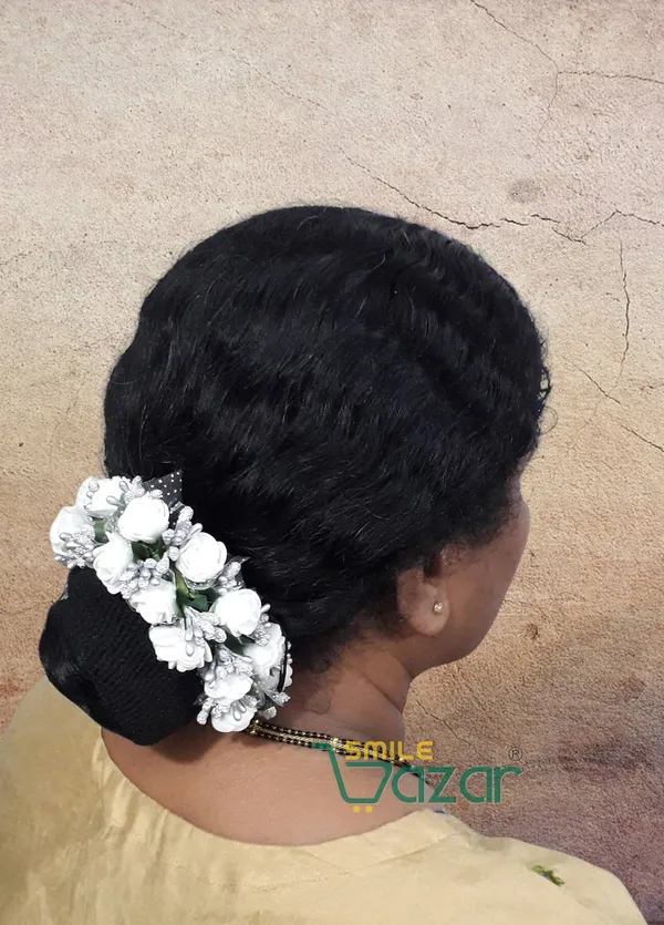 Artificial_Handmade_Floral_Gajra_Garland_Veni_For_Festival_Wedding_Bun_Juda_Accessories_Ethnic_Look_Hair_Tiara_Veni_Hair_Accessory_For_Women_And_Girls_-_White_-_1_Pc