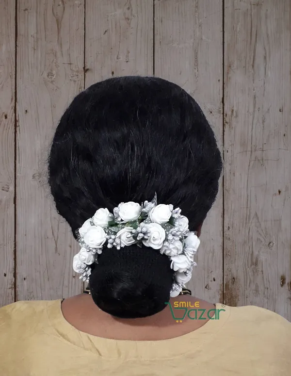 Artificial_Handmade_Floral_Gajra_Garland_Veni_For_Festival_Wedding_Bun_Juda_Accessories_Ethnic_Look_Hair_Tiara_Veni_Hair_Accessory_For_Women_And_Girls_-_White_-_1_Pc