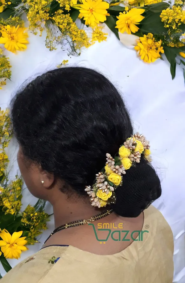 Artificial_Handmade_Floral_Gajra_Garland_Veni_For_Festival_Wedding_Bun_Juda_Accessories_Ethnic_Look_Hair_Tiara_Veni_Hair_Accessory_For_Women_And_Girls_-_Yellow_-_1_Pc