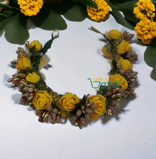 Artificial_Handmade_Floral_Gajra_Garland_Veni_For_Festival_Wedding_Bun_Juda_Accessories_Ethnic_Look_Hair_Tiara_Veni_Hair_Accessory_For_Women_And_Girls_-_Yellow_-_1_Pc