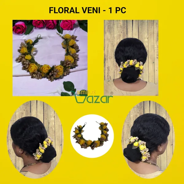 Artificial_Handmade_Floral_Gajra_Garland_Veni_For_Festival_Wedding_Bun_Juda_Accessories_Ethnic_Look_Hair_Tiara_Veni_Hair_Accessory_For_Women_And_Girls_-_Yellow_-_1_Pc