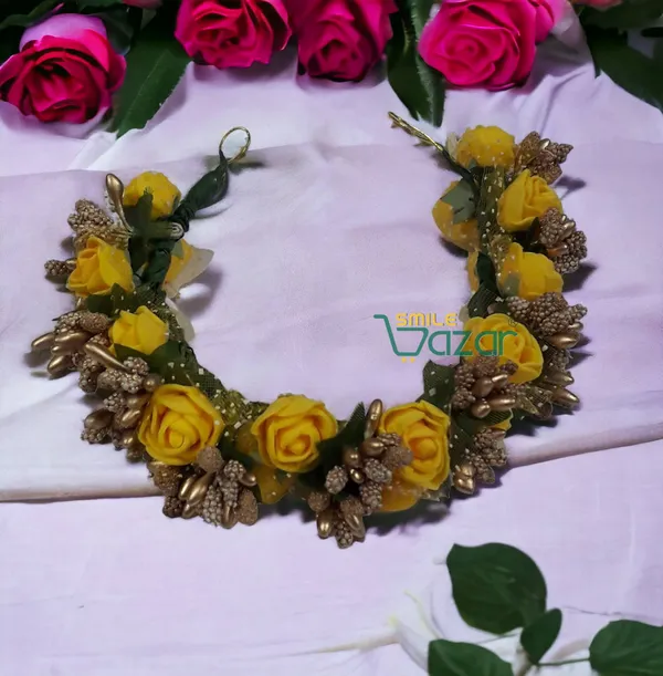 Artificial_Handmade_Floral_Gajra_Garland_Veni_For_Festival_Wedding_Bun_Juda_Accessories_Ethnic_Look_Hair_Tiara_Veni_Hair_Accessory_For_Women_And_Girls_-_Yellow_-_1_Pc