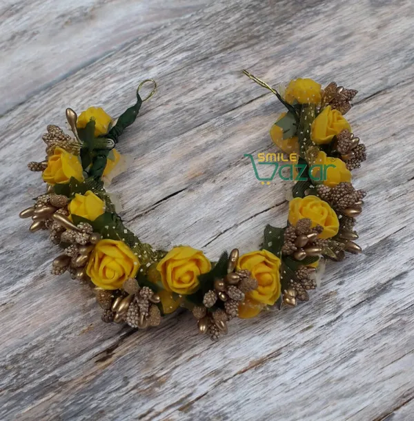 Artificial_Handmade_Floral_Gajra_Garland_Veni_For_Festival_Wedding_Bun_Juda_Accessories_Ethnic_Look_Hair_Tiara_Veni_Hair_Accessory_For_Women_And_Girls_-_Yellow_-_1_Pc