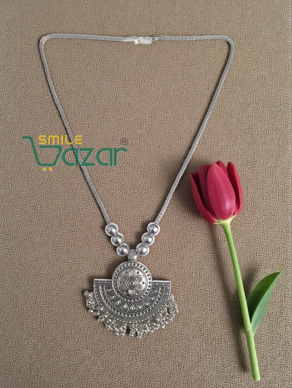 Artificial_Oxidised_Fancy_Silver_Big_Pendant_Necklace_Stylish_Necklace_Chain_Jewellery_-_1_PC