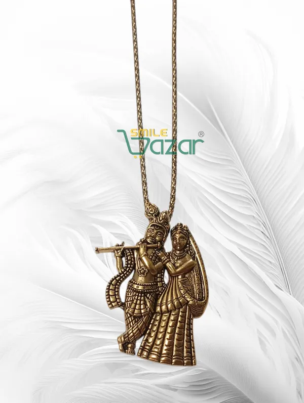 Artificial_Oxidised_Golden_Radha_Krishna_Big_Pendant_Necklace_Chain_–_Antique_Statement_Jewellery_for_Girls_&_Women_-_1_PC