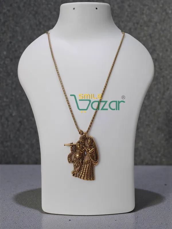 Artificial_Oxidised_Golden_Radha_Krishna_Big_Pendant_Necklace_Chain_–_Antique_Statement_Jewellery_for_Girls_&_Women_-_1_PC