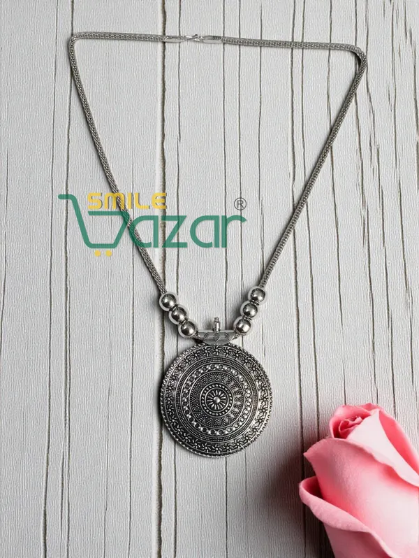 Artificial_Oxidised_Silver_Big_Pendant_Necklace_Chain_Stylish_Jewellery__–_Antique_Statement_Jewellery_for_Girls_&_Women_-_1_PC