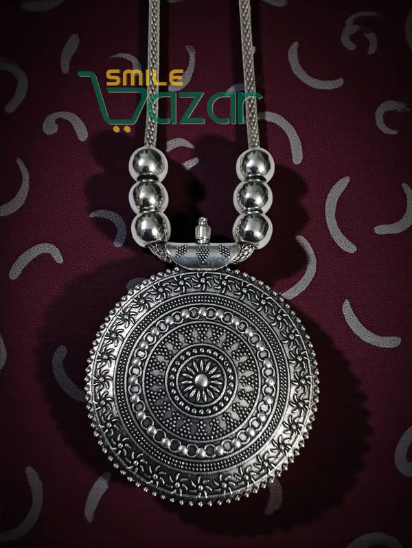 Artificial_Oxidised_Silver_Big_Pendant_Necklace_Chain_Stylish_Jewellery__–_Antique_Statement_Jewellery_for_Girls_&_Women_-_1_PC