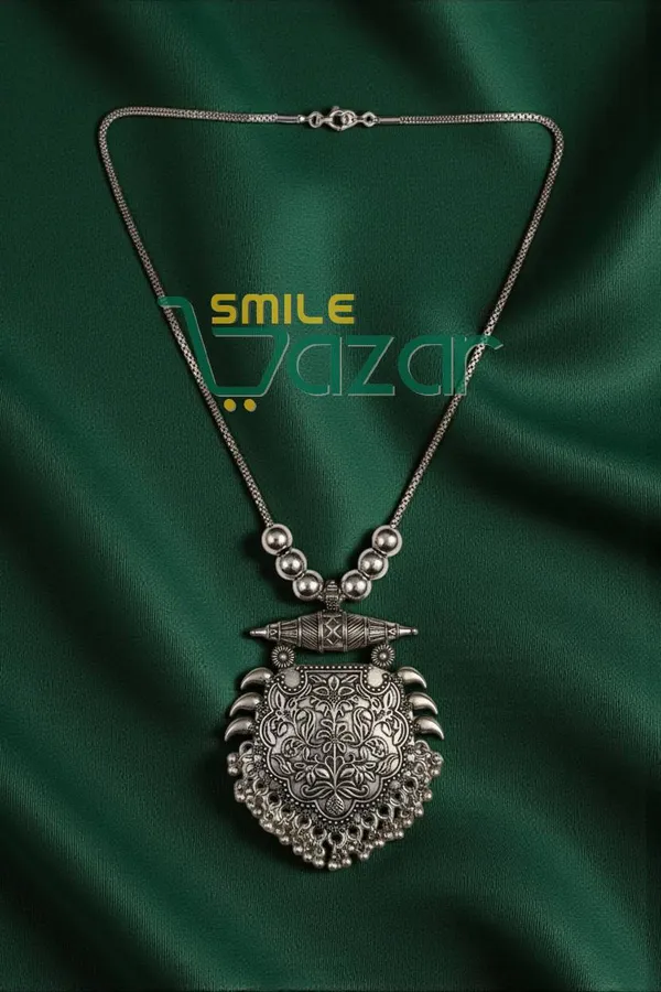 Artificial_Oxidised_Silver_Big_Pendant_Necklace_Chain_Stylish_Jewellery__–_Antique_Statement_Jewellery_for_Girls_&_Women_-_1_PC